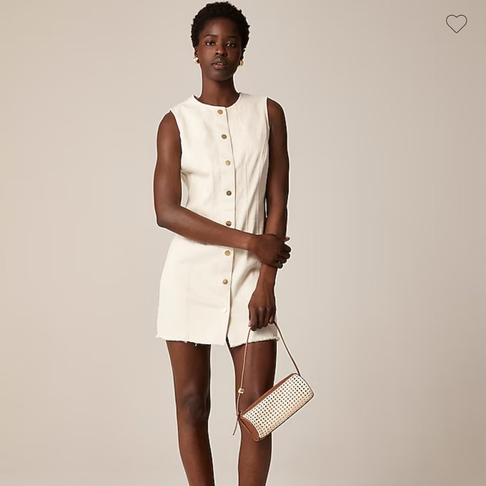 NWT J Crew Ecru Seamed Denim Sleeveless Mini Dress